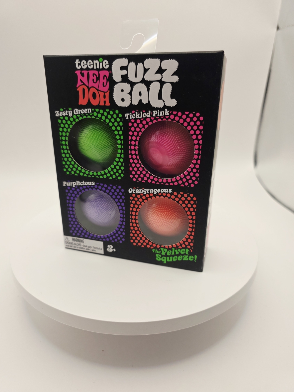Teenie Nee Doh Fuzz Ball 4-Pack- Green, Pink, Purple, Orange. Qty 1 Box!